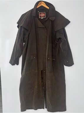 The Australian Outback Collection Oilskin Waxed Duster Jacket Coat W Liner Large
